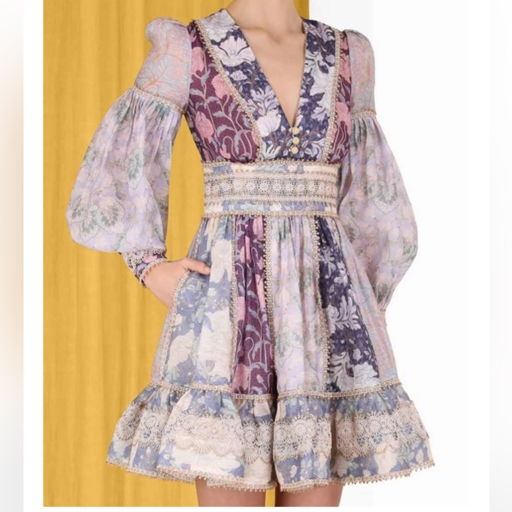 Zimmermann Celestial Lace Panelled Mini Dress